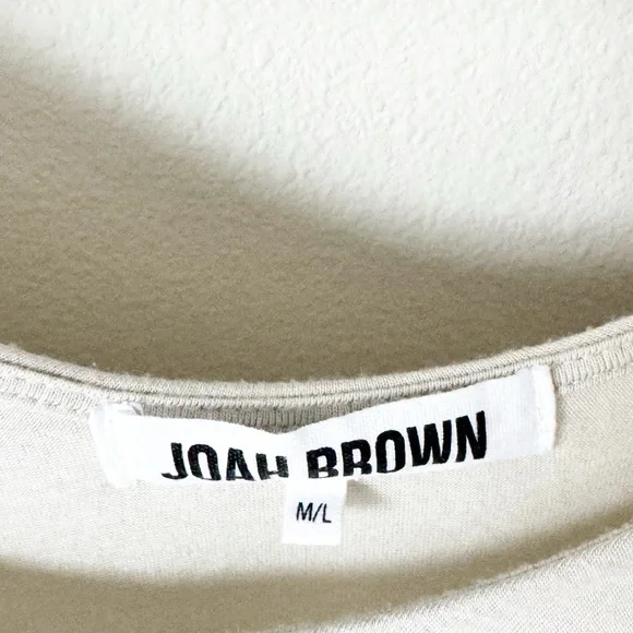 Joah Brown Ecru Long Sleeve Crop Tee M/L - Picture 3 of 9
